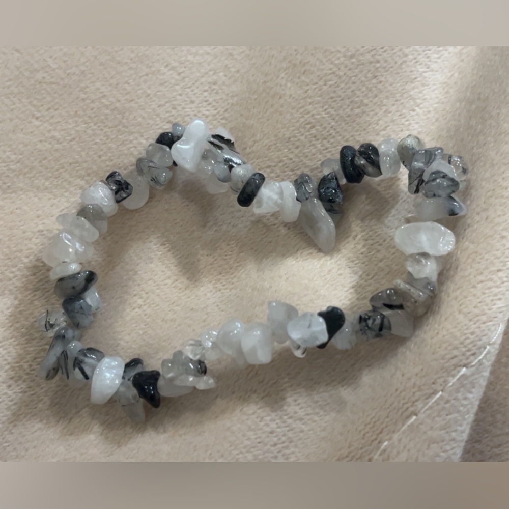 Black Rutilated Quartz Stretch Bracelet